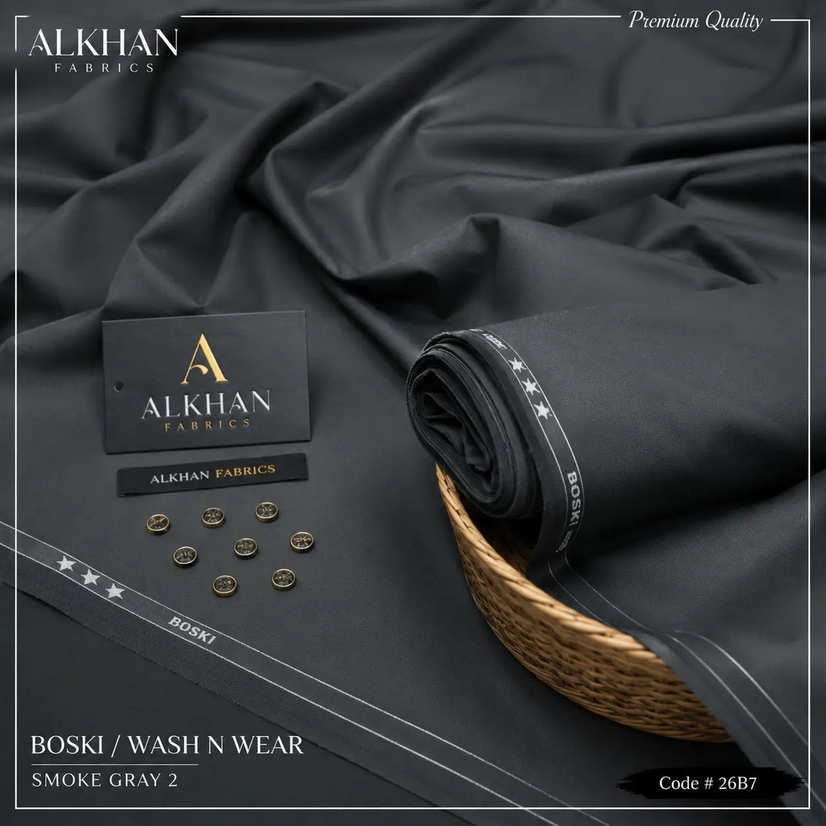J. Junaid Jamshaed Boski Wash & Wear - Dark smoke Gray