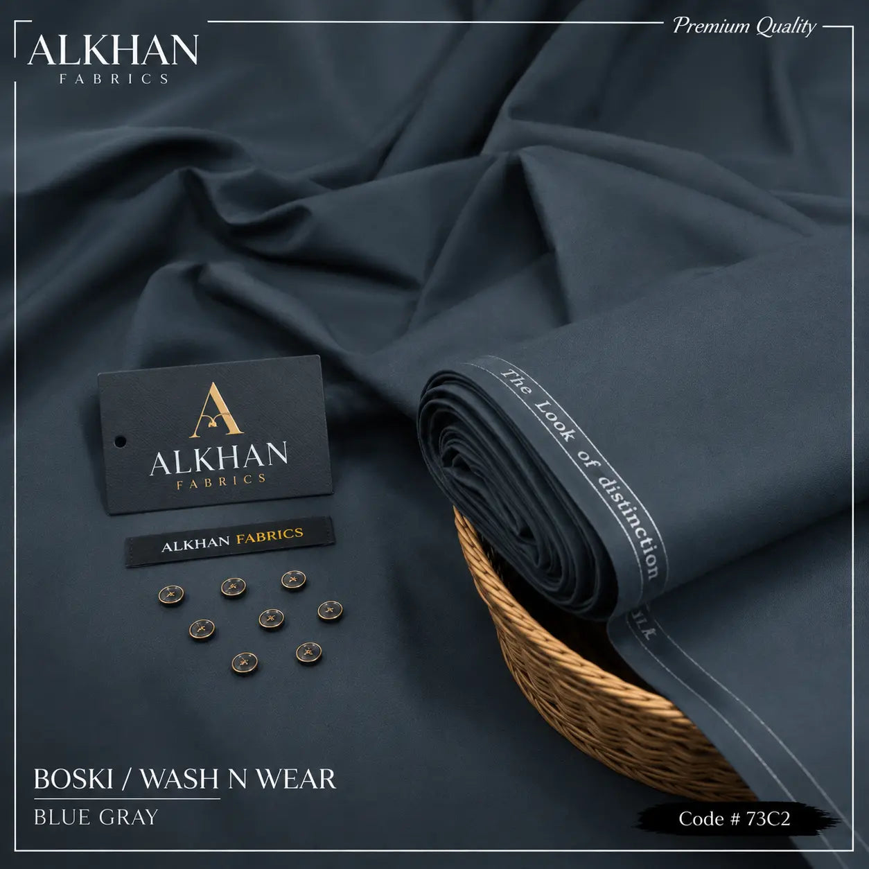 J. Junaid Jamshaed Boski Wash & Wear - Blue Gray