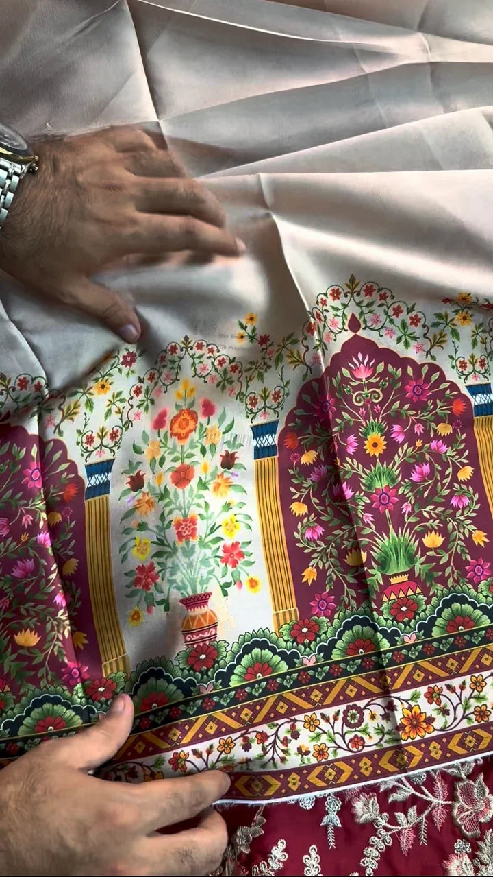 Maya Ali Ethnic Mehroon Skin Silk 2PC - IBX PREMIUM