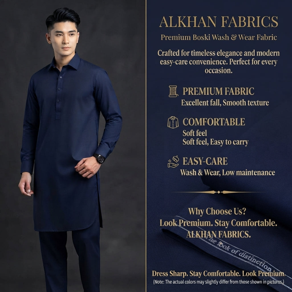 J. Junaid Jamshaed Boski Wash & Wear - Navy Blue